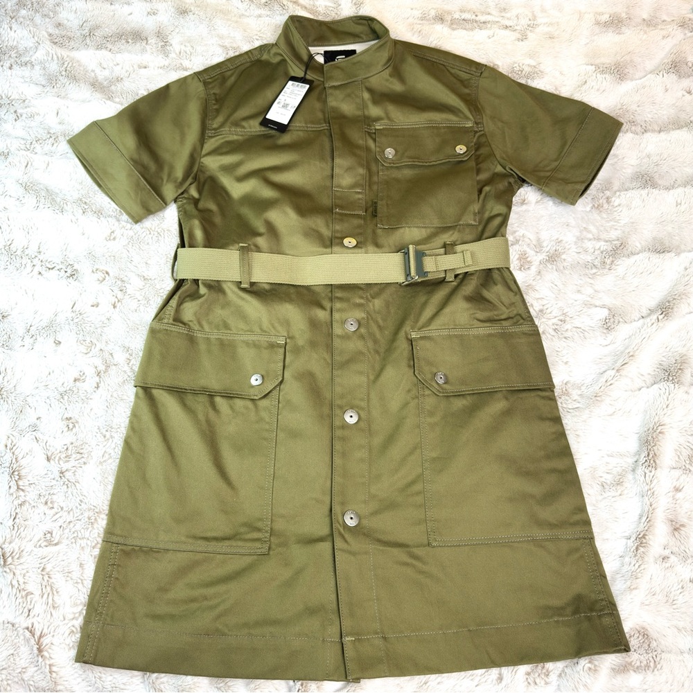 G-Star RAW Utility Dress Green Belted Button Front Size Small Brand New With Tag